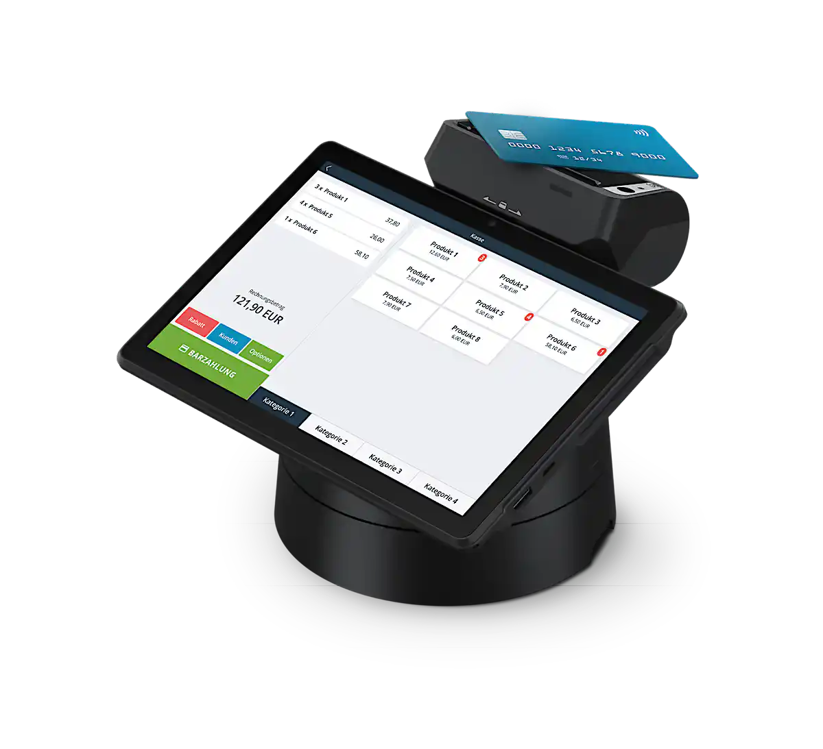 readyTab Tablet-Kasse mit integriertem Drucker und drehbarer Station